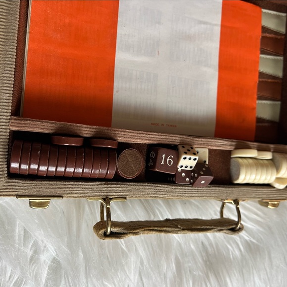 Vintage SKOR-MOR Backgammon Set – 1970s Travel Game with Case, Dice, Cups MCM - Picture 10 of 11